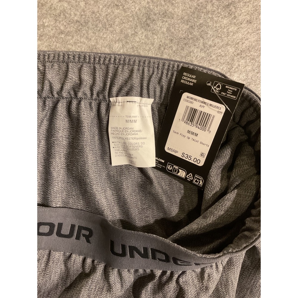 NWT Under Armour Tech Play Up Twist Shorts Gray Women's Medium 1390380-025 - Picture 3 of 9